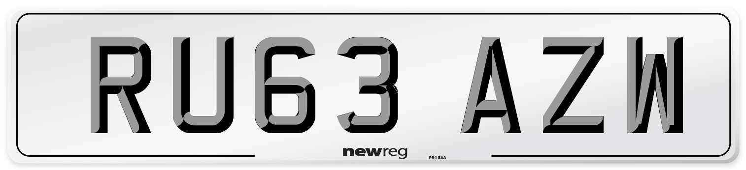 RU63 AZW Number Plate from New Reg